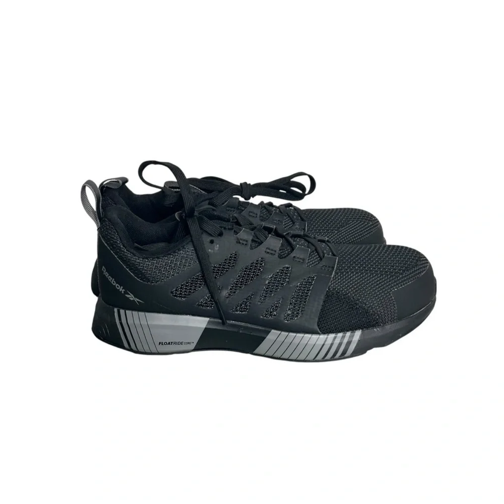Reebok Work Fusion Black Gray Flexweave Men's Composite Toe Shoes Size 7.5W